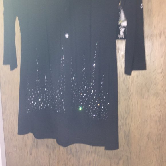 NWT Mango Tango Black tab sleeves Swarovski elements tunic style top size small - Picture 2 of 8